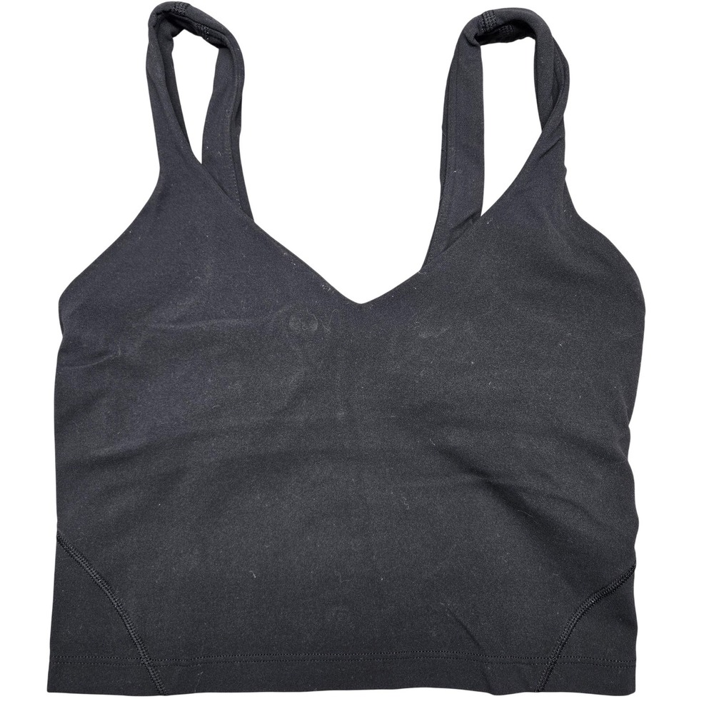 Lululemon Longline Sports Bra Tank Womens Small Black V Neck Yoga Athletic